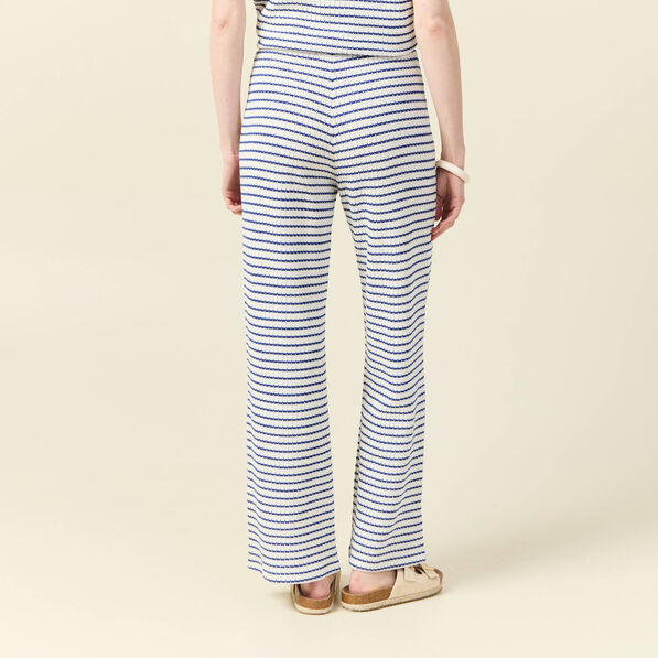 Pantalon large en maille ecru femme