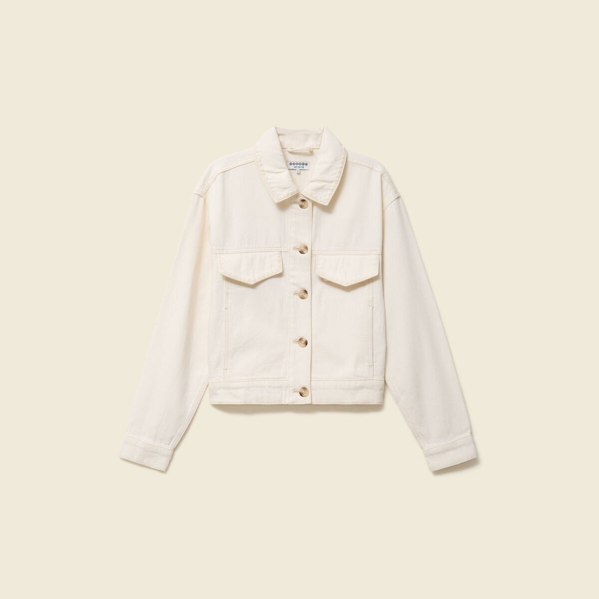 Blouson oversize manches longues denim blanc femme