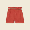 Short paperbag ceinturé rouge foncé femme
