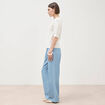 Pull ajour&eacute; droit court manches courtes ecru femme