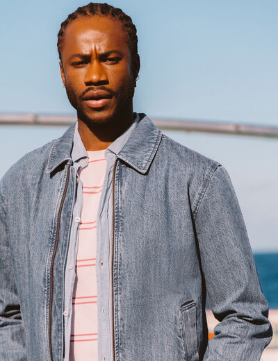 Blouson en jeans manches longues denim double stone homme