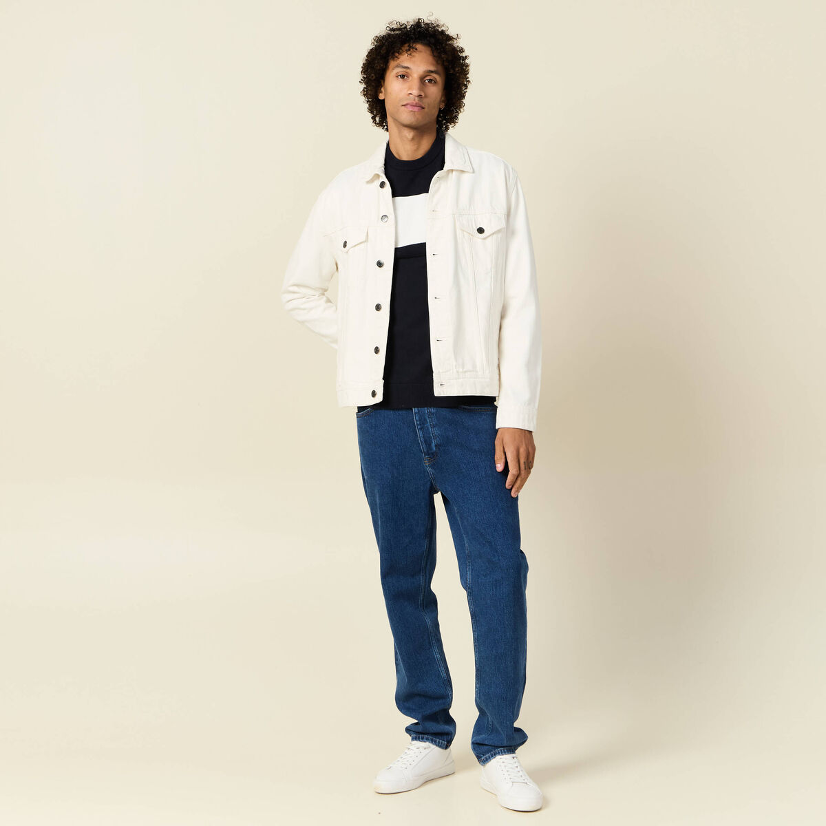Pull manches longues bleu marine homme