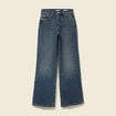 Jeans large taille haute bleu femme