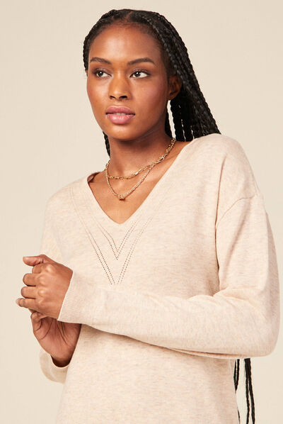 Robe pull éco-responsable creme femme