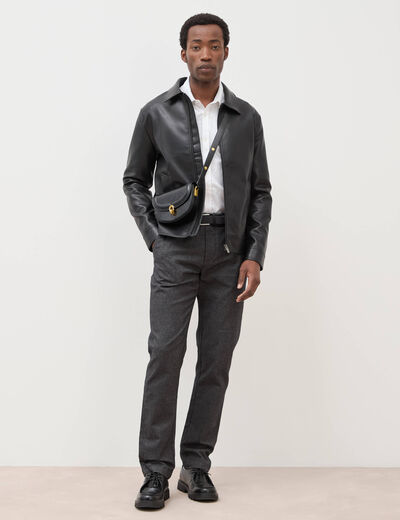 Pantalon chino avec ceinture gris fonc&eacute; homme