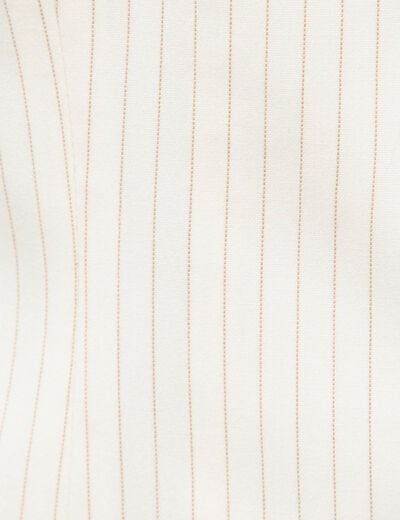Gilet sans manches col rond doubl&eacute; ivoire femme