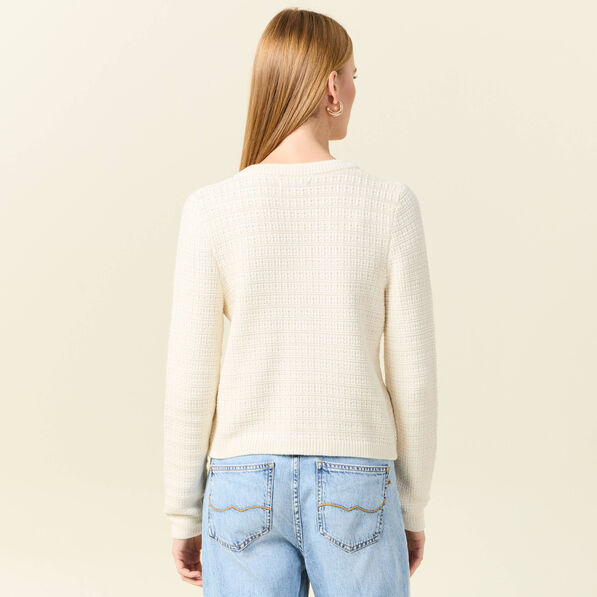 pull manches longues ajoure ecru femme Pull manches longues ajouré ecru femme