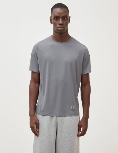 T-shirt col rond manches courtes gris fonc&eacute; homme
