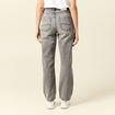 Jeans straight taille haute 7/8&egrave;me denim gris clair femme