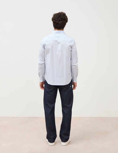 Chemise col am&eacute;ricain manches longues bleu ciel homme