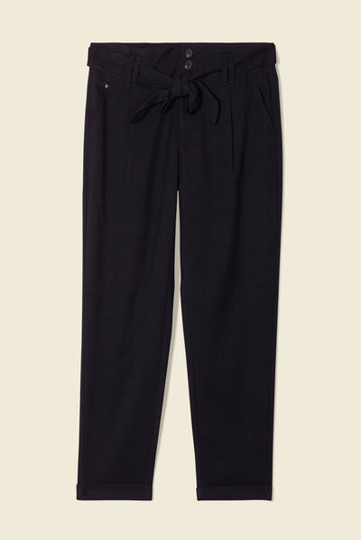Pantalon paperbag noir femme