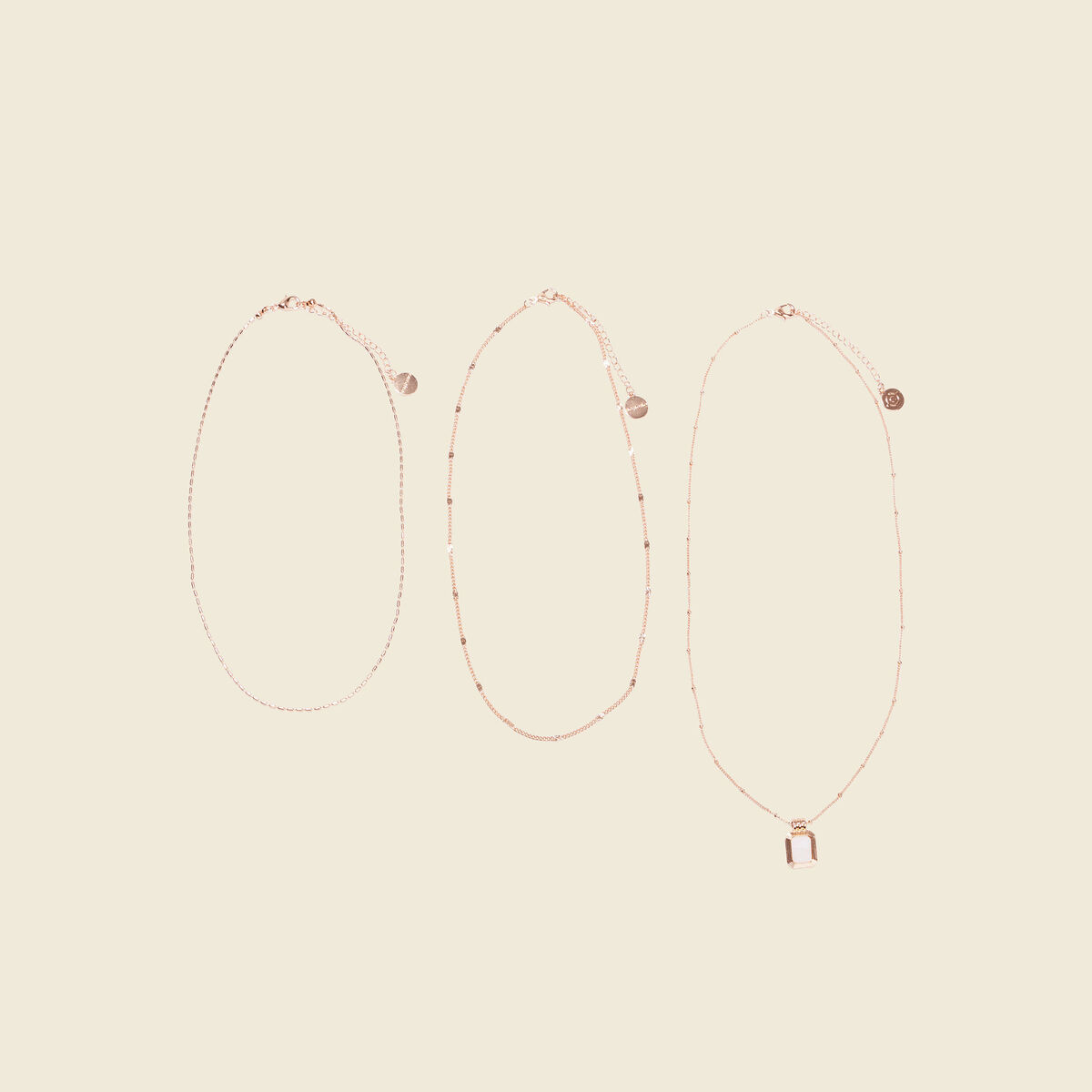 Lot 3 colliers avec chaînes couleur or femme
