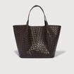 Ensemble cabas tress&eacute; 2 en 1 marron fonc&eacute; femme