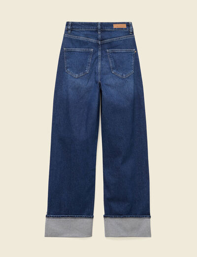Jeans straight taille haute denim brut femme