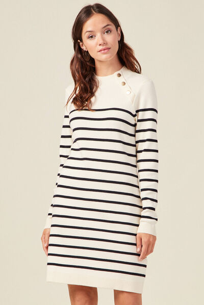 Robe pull éco-responsable ecru femme