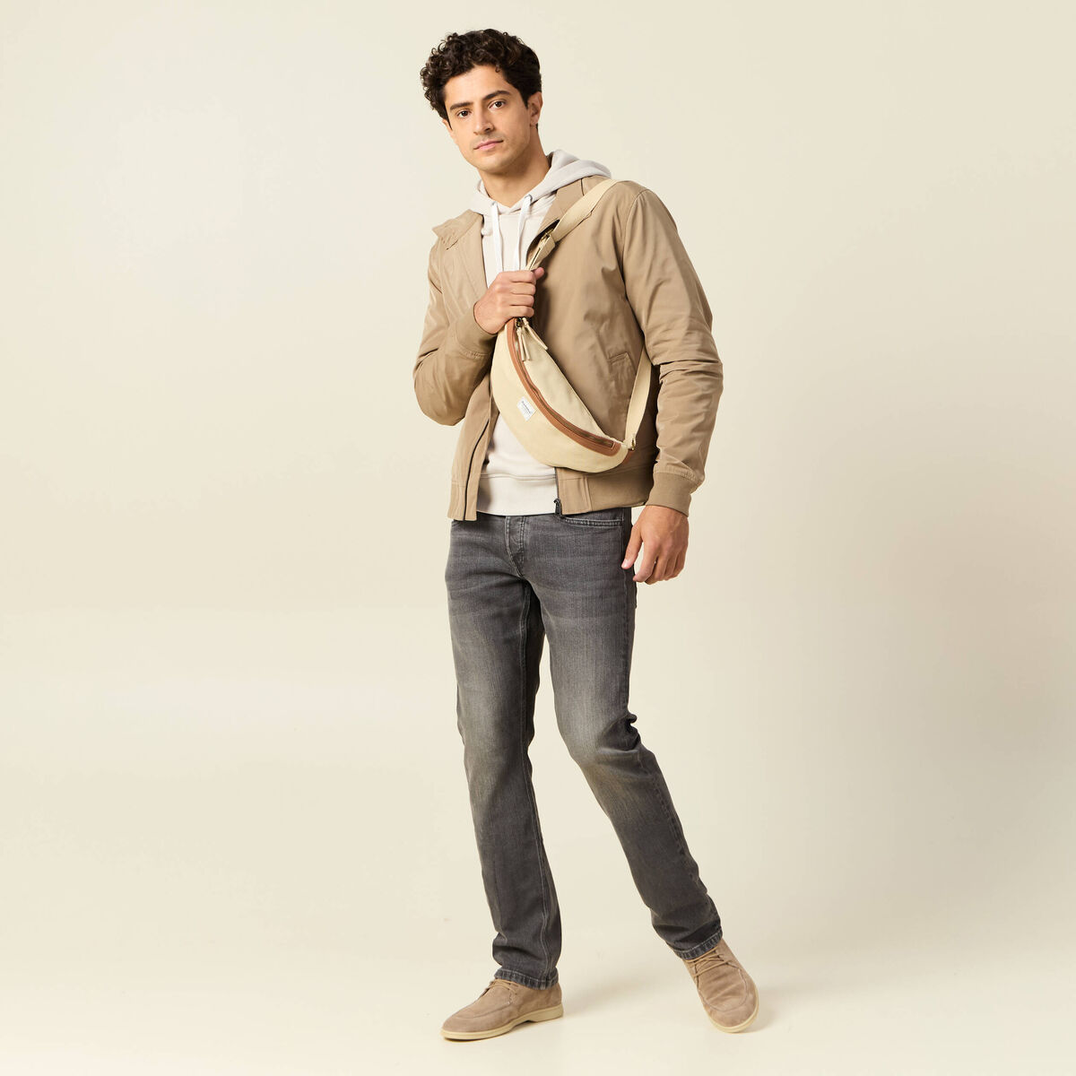 Jeans straight 5 poches denim gris homme