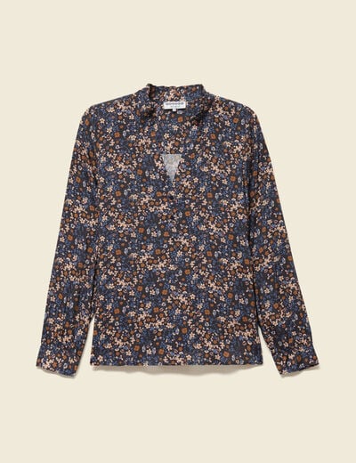 Blouse manches longues bleu marine femme