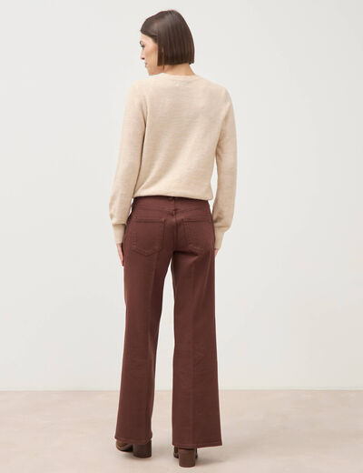 Jeans flare taille haute marron femme