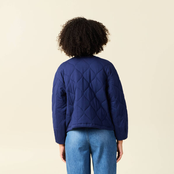 gilet matelasse bleu fonce femme Gilet matelassé bleu foncé femme