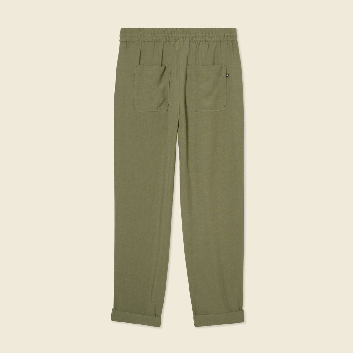 Pantalon droit à coulisse vert kaki femme