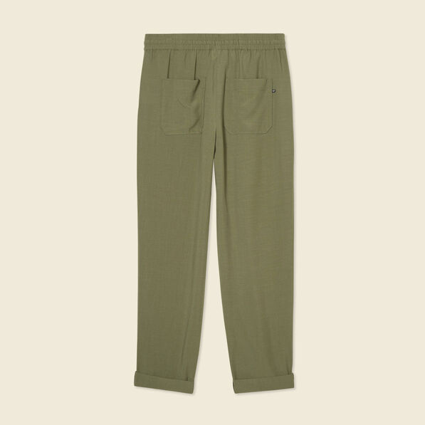 pantalon droit a coulisse vert kaki femme Pantalon droit à coulisse vert kaki femme