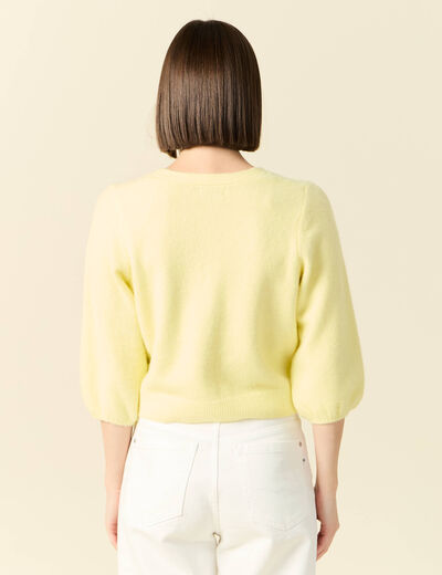 Gilet manches 3/4 jaune pastel femme