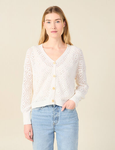 Gilet ajouré éco-responsable creme femme