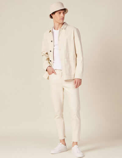 Jeans slim 5 poches denim blanc homme