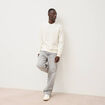 Sweat col rond manches longues en coton ecru homme