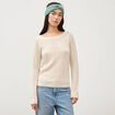 Pull manches longues col bateau creme femme