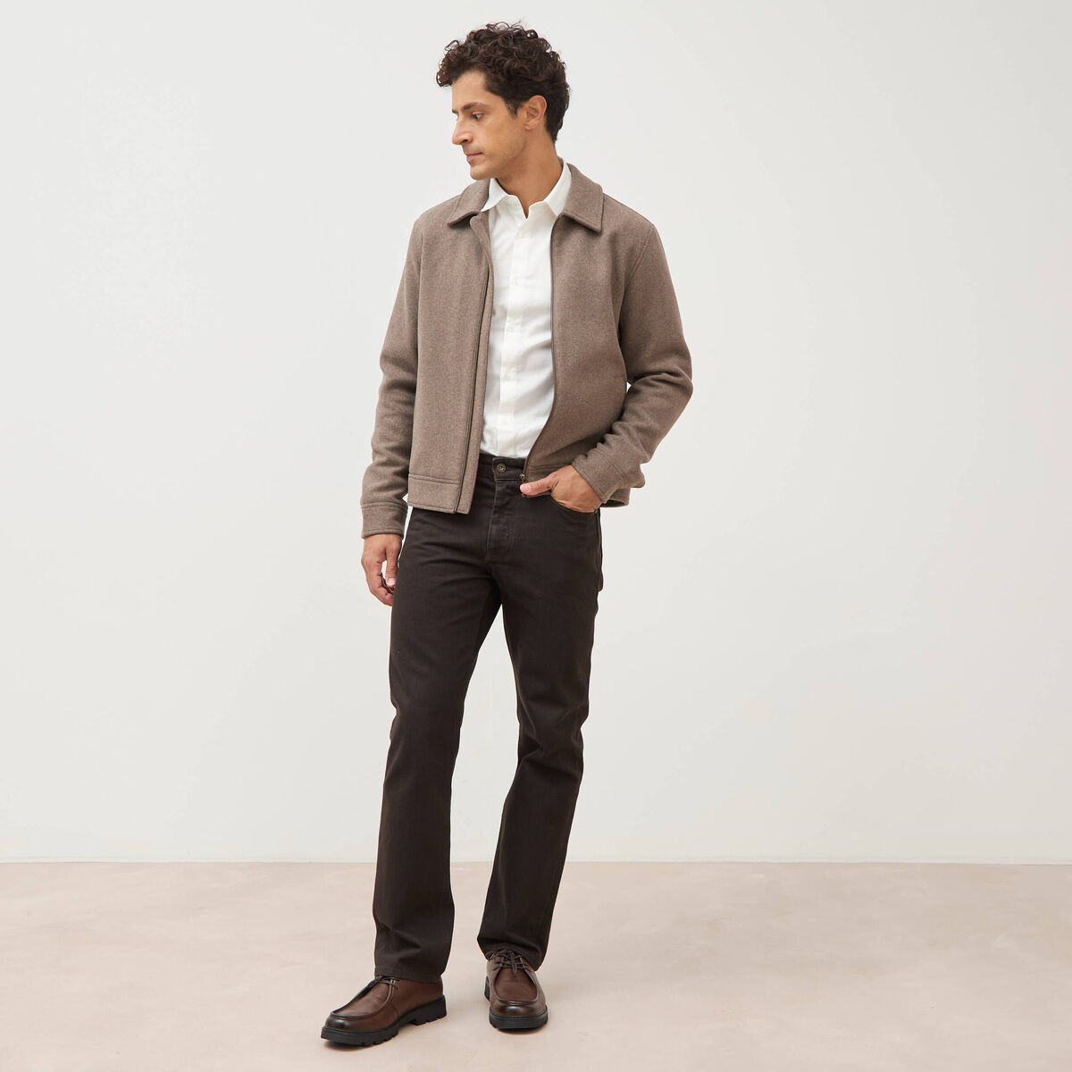 Jeans regular longueur 32 marron homme