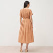 Robe fluide col v manches courtes marron clair femme