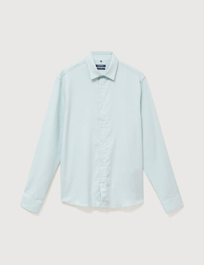 Chemise droite en coton manches longues bleu gris homme