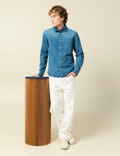 Chemise en jeans manches longues denim stone homme