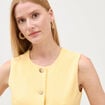 D&eacute;bardeur droit col rond doubl&eacute; jaune clair femme