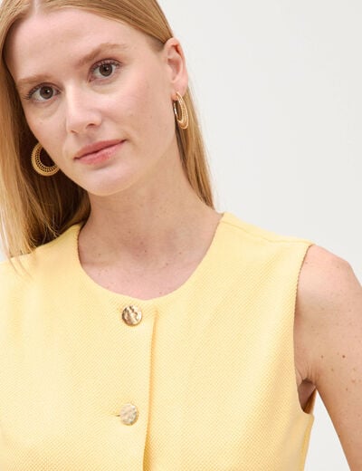 D&eacute;bardeur droit col rond doubl&eacute; jaune clair femme