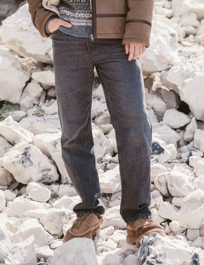 Jeans relax 5 poches denim gris homme