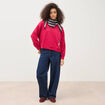Sweat droit col rond manches longues rouge clair femme
