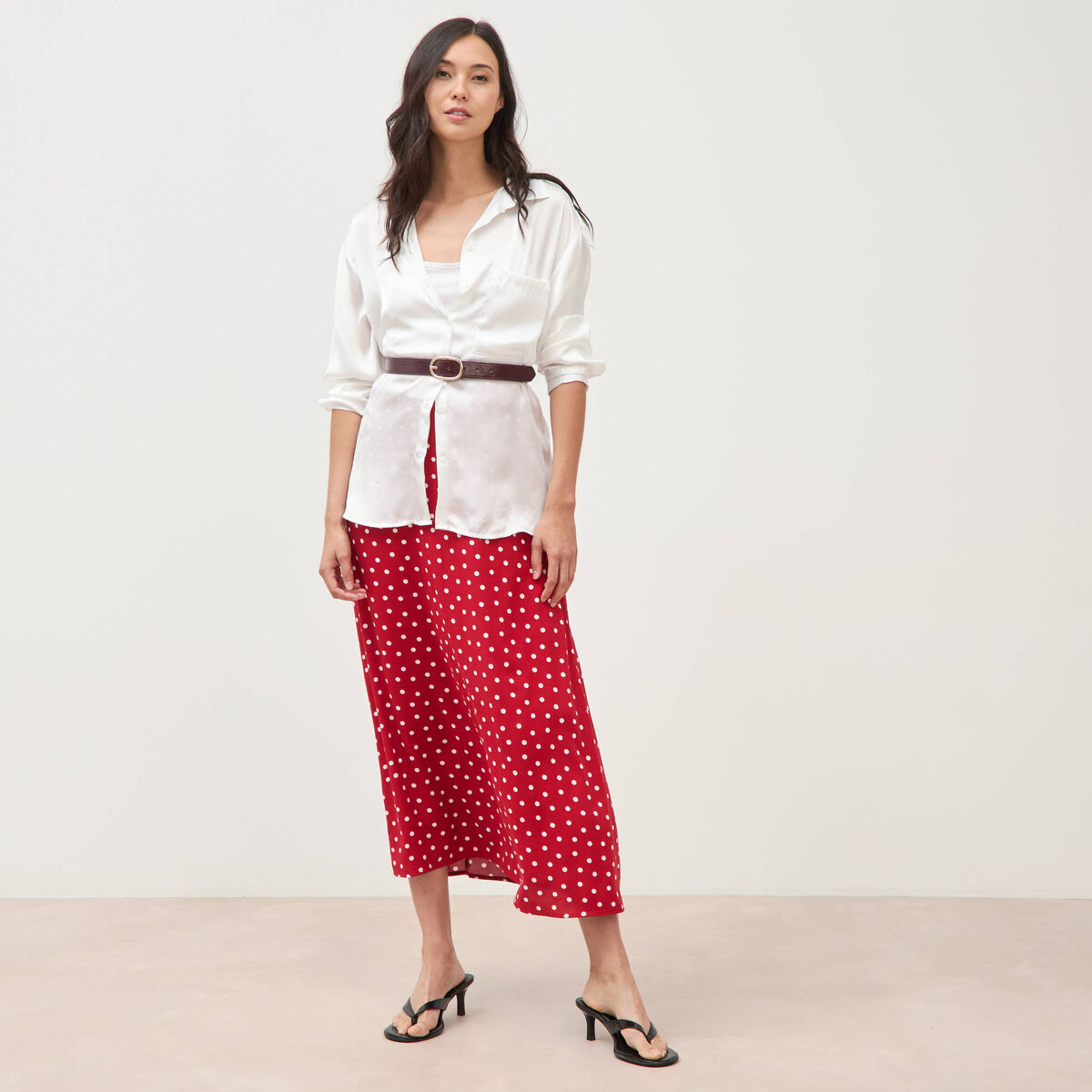 Jupe fluide rouge femme
