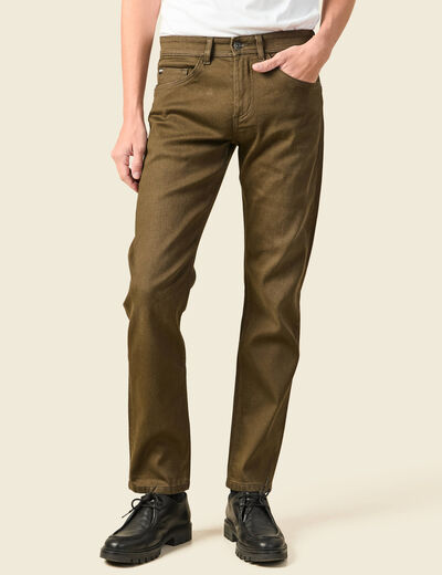 Jeans straight longueur 32 denim taupe homme