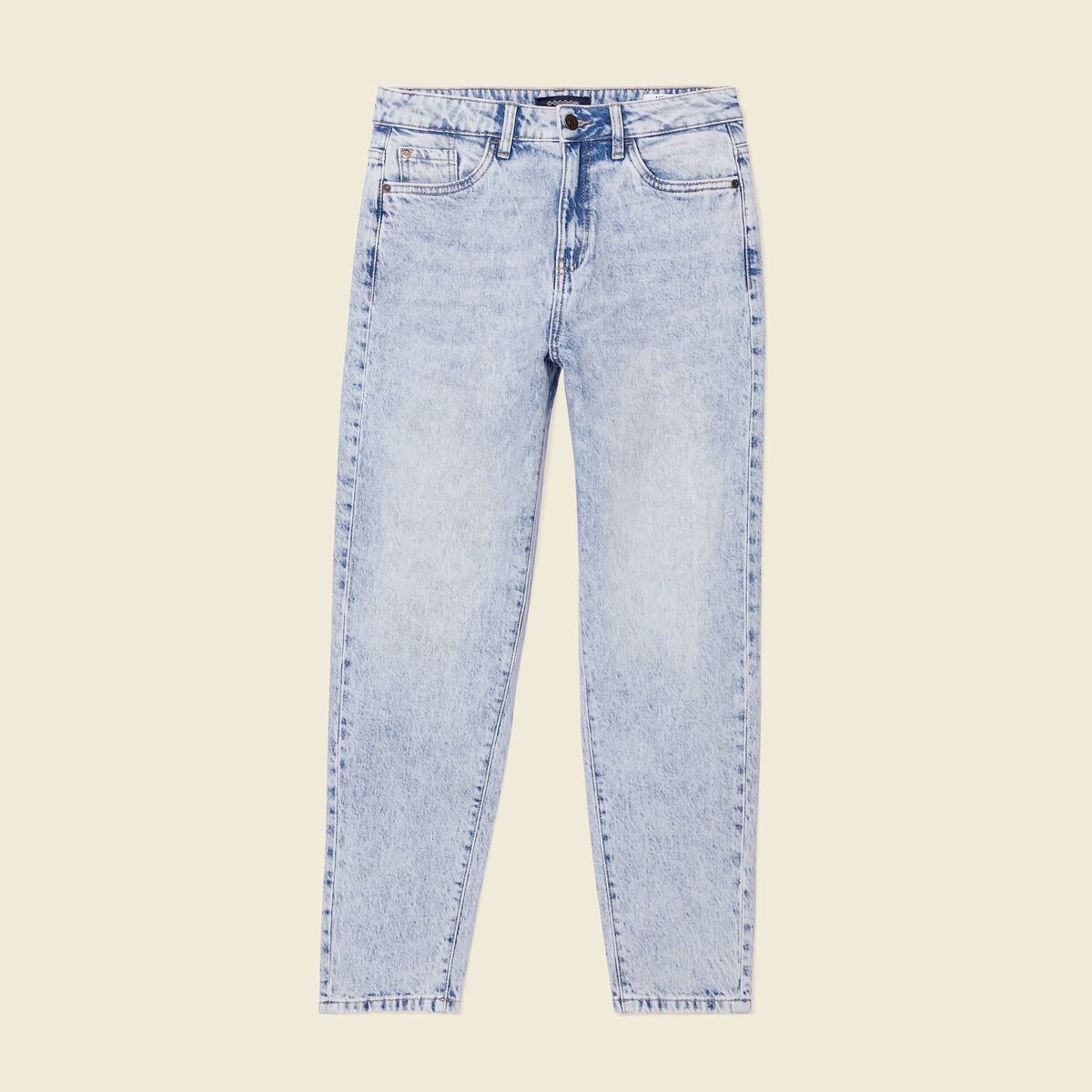 Jeans mom 7/8ème denim snow bleu femme