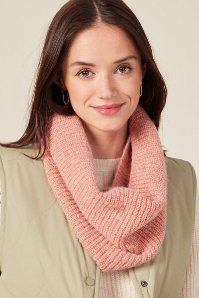 Snood tricoté orange foncé femme