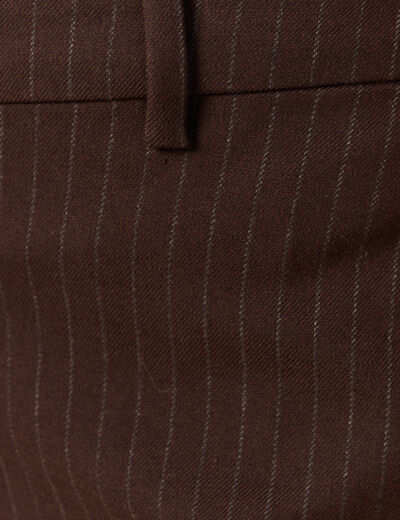 Pantalon taille haute marron fonc&eacute; femme
