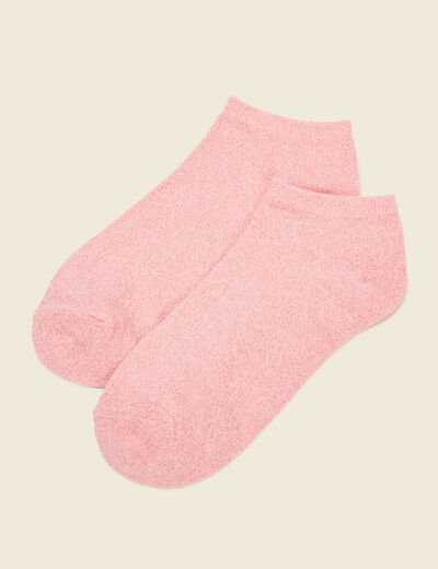 Chaussettes fils métallisés rose corail femme