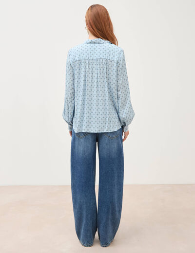 Blouse manches longues bleu ciel femme
