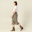 Jupe midi droite fendue noir femme