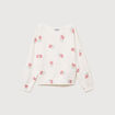 Pull col bateau manches longues ecru femme