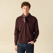 Polo ample manches longues col polo marron fonc&eacute; homme