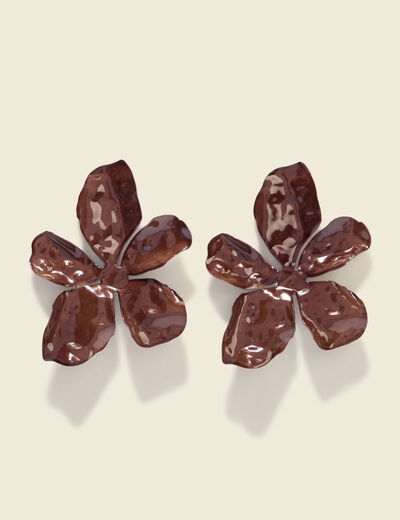 Boucles d'oreilles marron femme