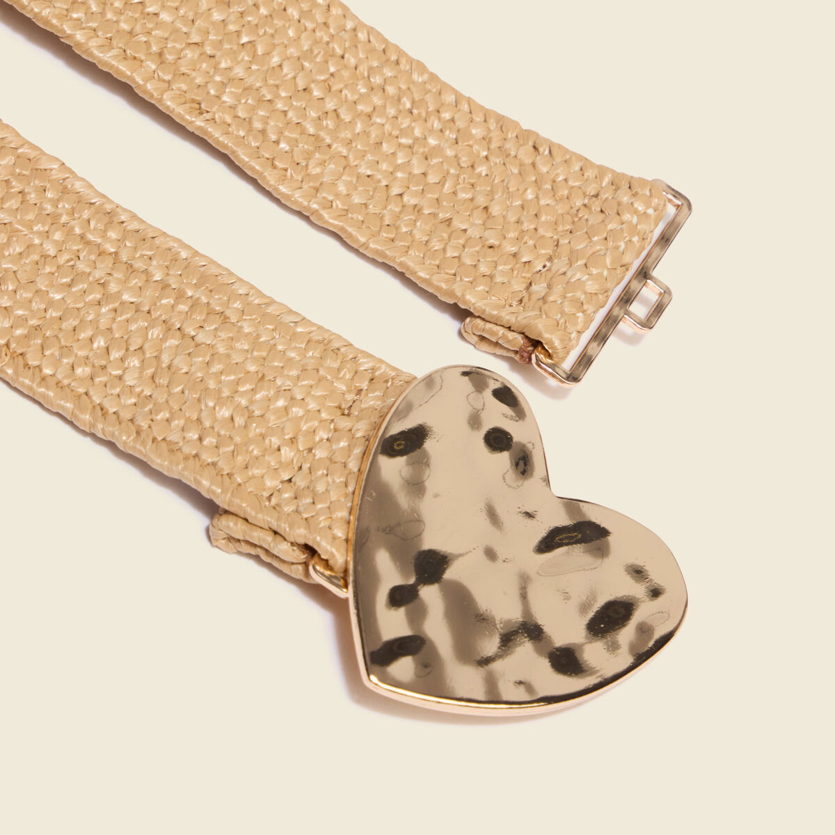 Ceinture tress&eacute;e boucle coeur large beige femme
